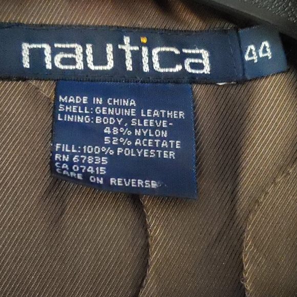 Nautica Mens Brown Leather Jacket - Picture 13 of 13